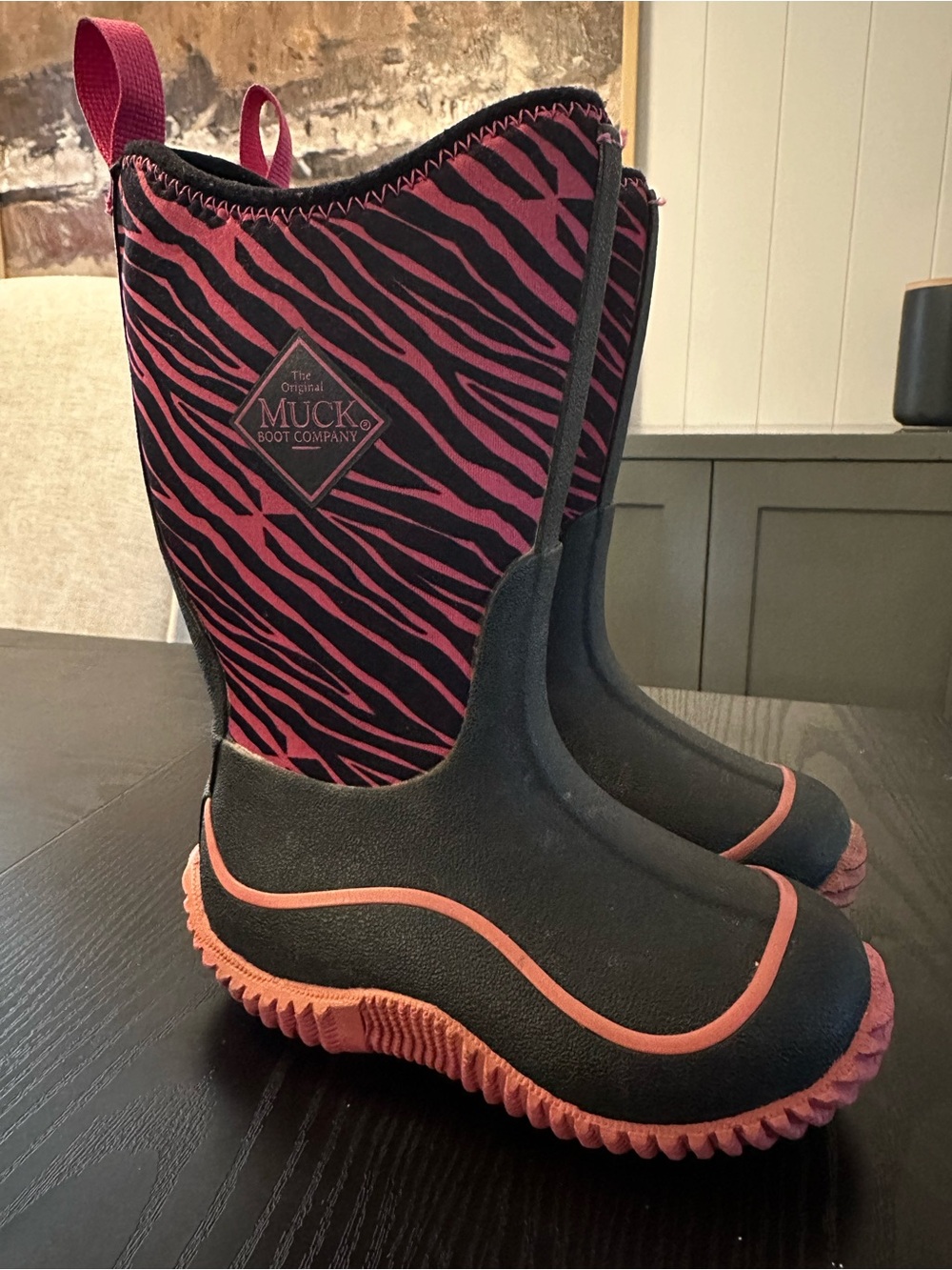 Toddler Girls (sz9) Pink Zebra Insulated Muck Boots